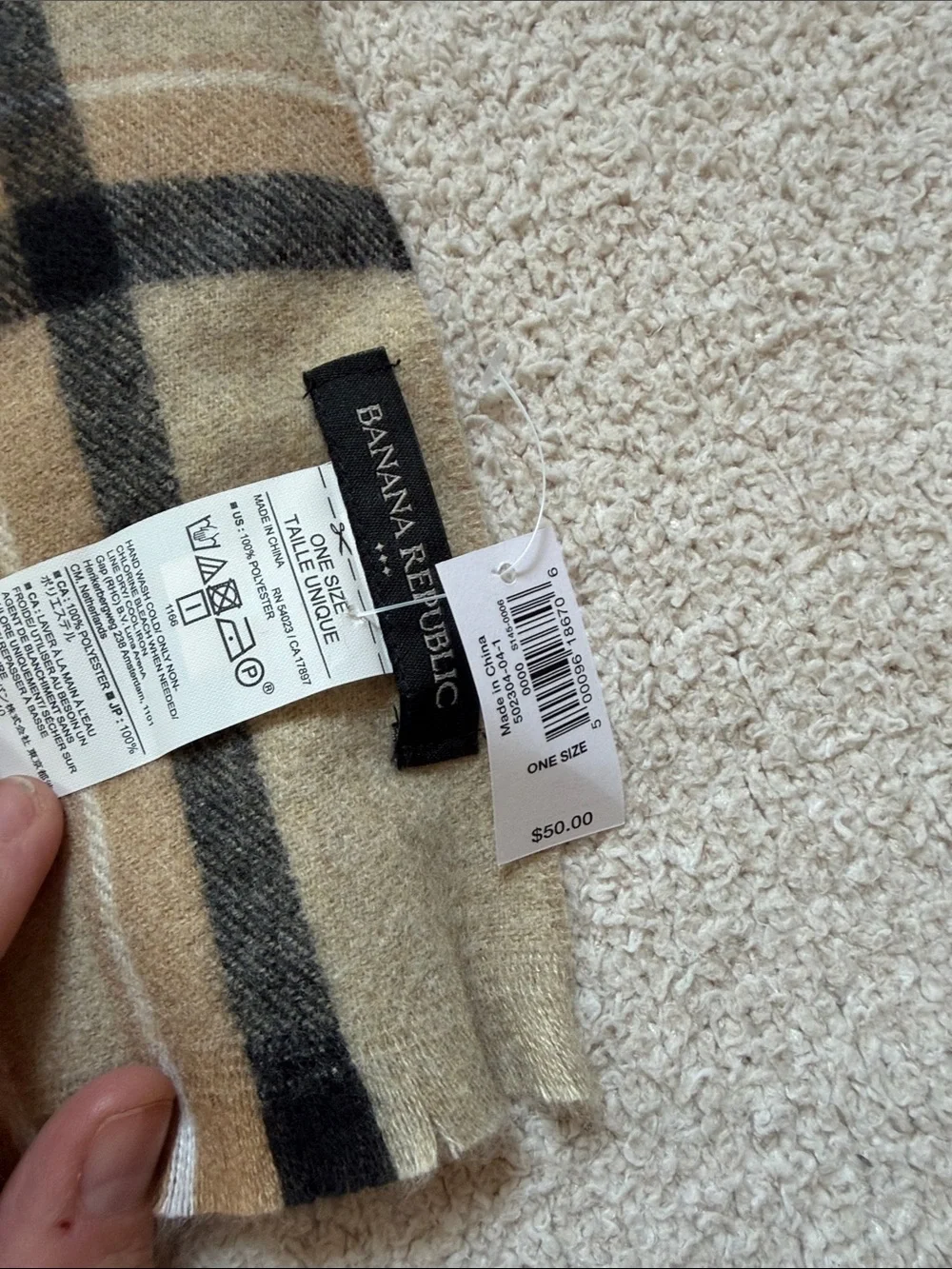 NWT Banana Republic Plaid Scarf - maverick tan
